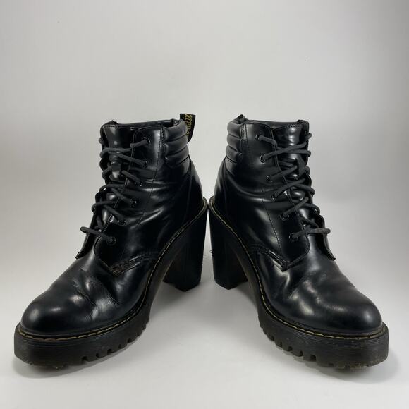 Dr Doc Martens Persephone Heeled Leather Lace Up Boots Black Womens Size 7 - Picture 9 of 11